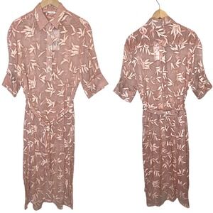 Zara‎ Sheer Embroidered Midi Dress Pink NEW size Small